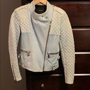 Barbara Bui leather denim quilted jacket. Size 38